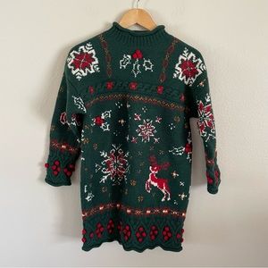 Laura Ashley Green and Red Turtleneck Sweater